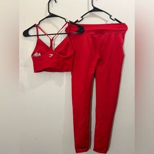 Gymshark Red Leggings and Sports Bra Set